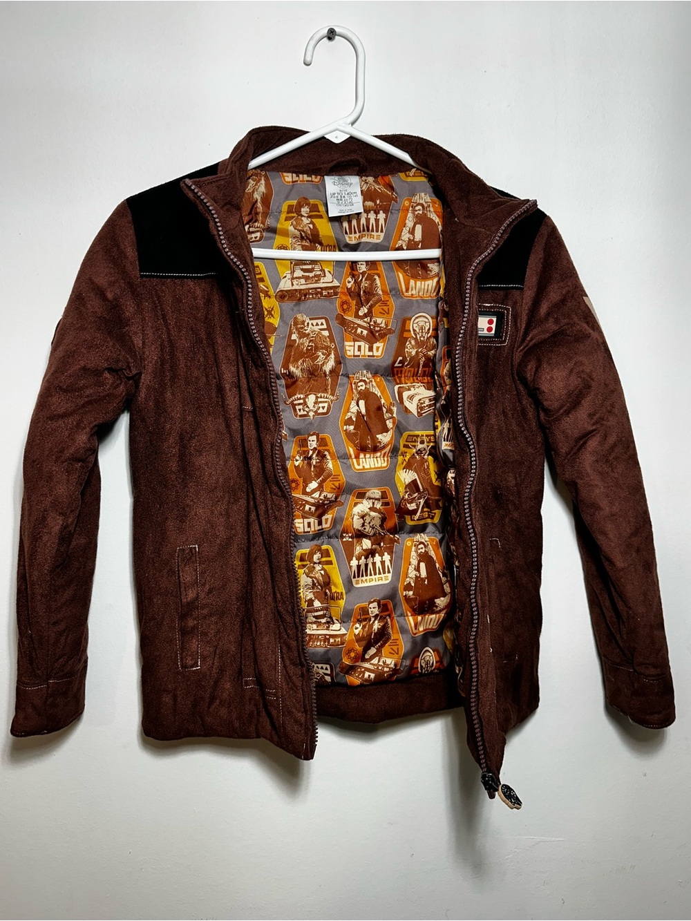 Disney Store Star Wars Jacket Kids Size 9/10 Brown Faux Suede Coat - Picture 7 of 10